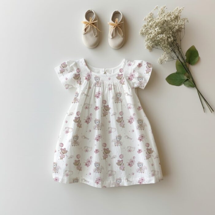 Tissu Imprimé Fille Ourson Rose Blanc, 11 tissus au choix – Image 4