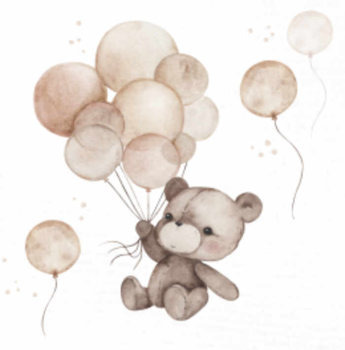 Motif Thermocollant pour tissus Ourson Mignon Ballons