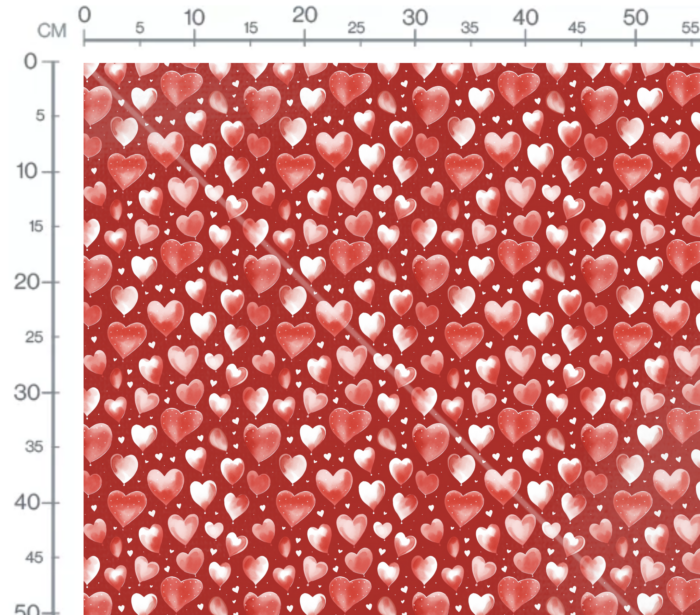 Tissu Imprimé Coeur Aquarelle Fond Rouge, 11 tissus au choix – Image 3