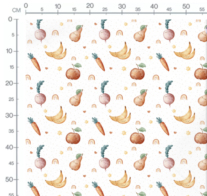 Tissu Imprimé Fruits et Legumes Arc-en-ciel Mini, 10 tissus au choix – Image 3