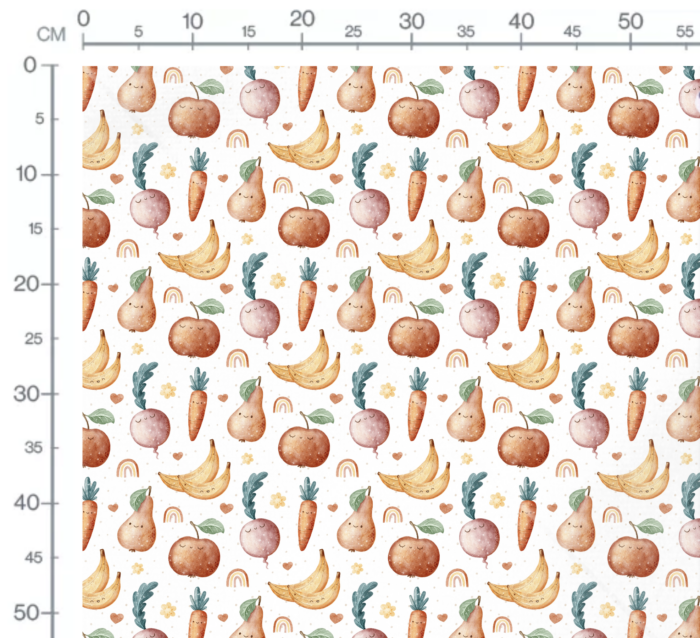 Tissu Imprimé Fruits et Legumes Arc-en-ciel, 10 tissus au choix – Image 3