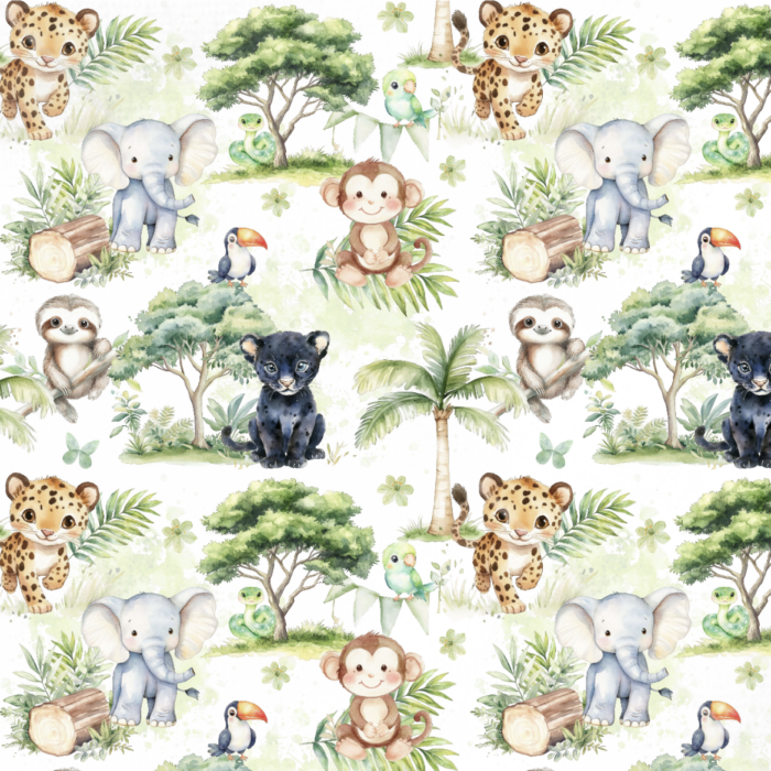 Tissu Exclusif Jungle Bebes Animaux, 11 tissus au choix