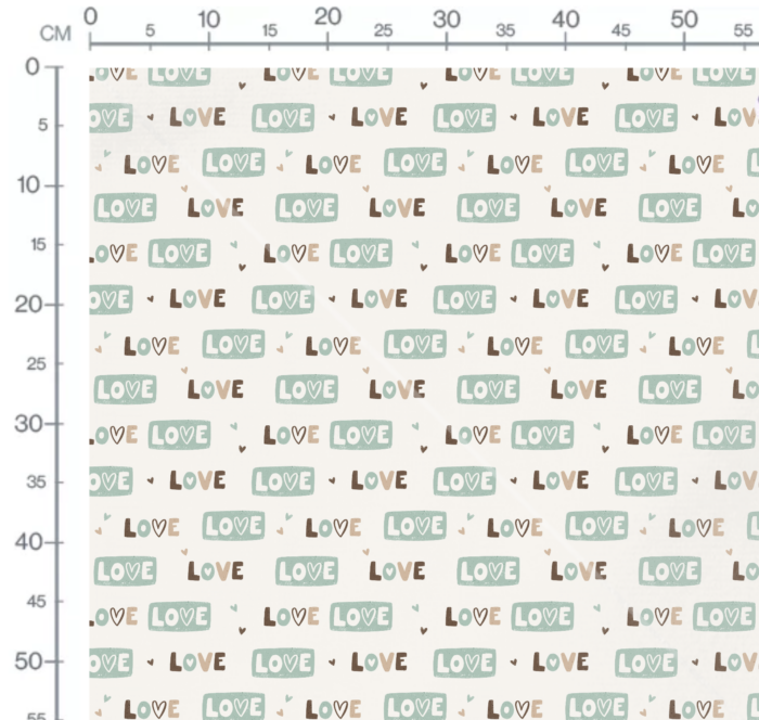 Tissu Imprimé Love Pastel Menthe, 10 tissus au choix – Image 3