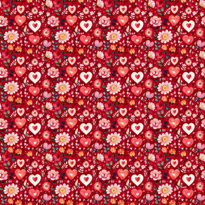 Tissu Imprimé Saint Valentin Fleurs Romance, 11 tissus au choix