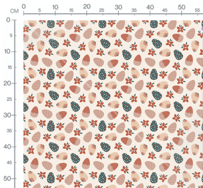 Tissu Imprimé Oeufs de Paques Fleurs Rouges, 10 tissus au choix – Image 3