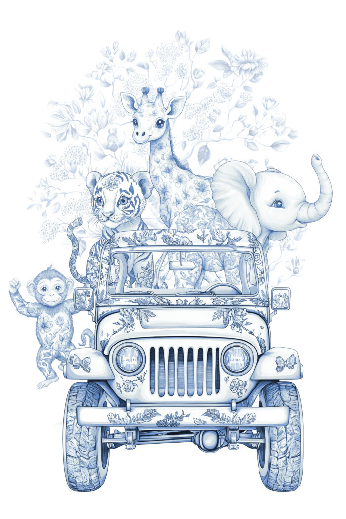 Panneau Couverture Exclusif Toile de Jouy Safari, 2 tailles