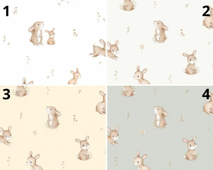 Tissu Imprimé Bebe Lapin avec Maman, 4 coloris et 10 tissus au choix – Image 5