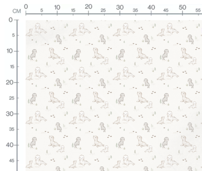 Tissu Imprimé Bebe Phoque, 6 coloris et 10 tissus au choix – Image 3