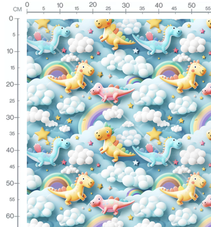 Tissu Imprimé Dinosaure 3d Ciel, 10 tissus au choix – Image 3