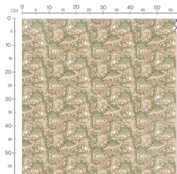 Tissu Imprimé Dinosaure Beige et Vert, 10 tissus au choix – Image 3