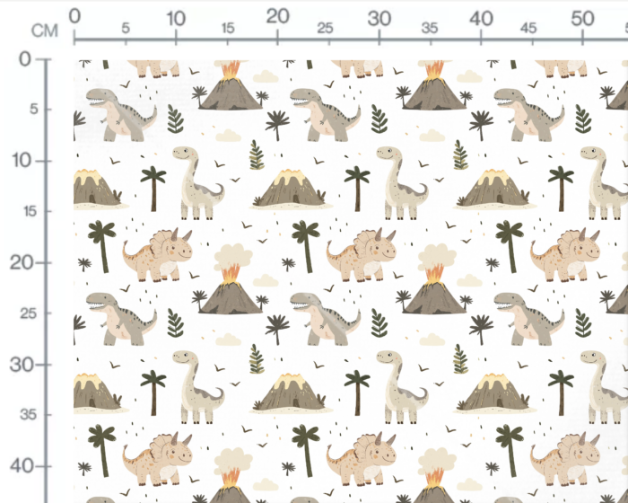 Tissu Imprimé Dinosaure Beige Gris Volcan, 10 tissus au choix – Image 3