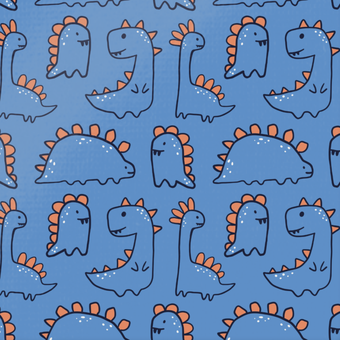 Tissu Imprimé Dinosaure Bleu Orange Dessin, 10 tissus au choix