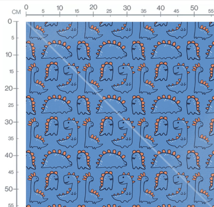 Tissu Imprimé Dinosaure Bleu Orange Dessin, 10 tissus au choix – Image 3