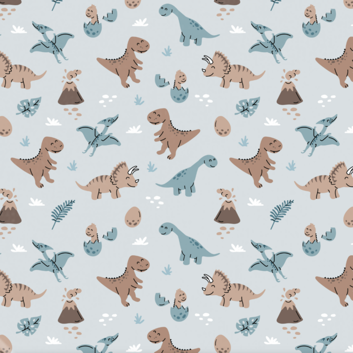 Tissu Imprimé Dinosaure Bleu Pastel, 10 tissus au choix