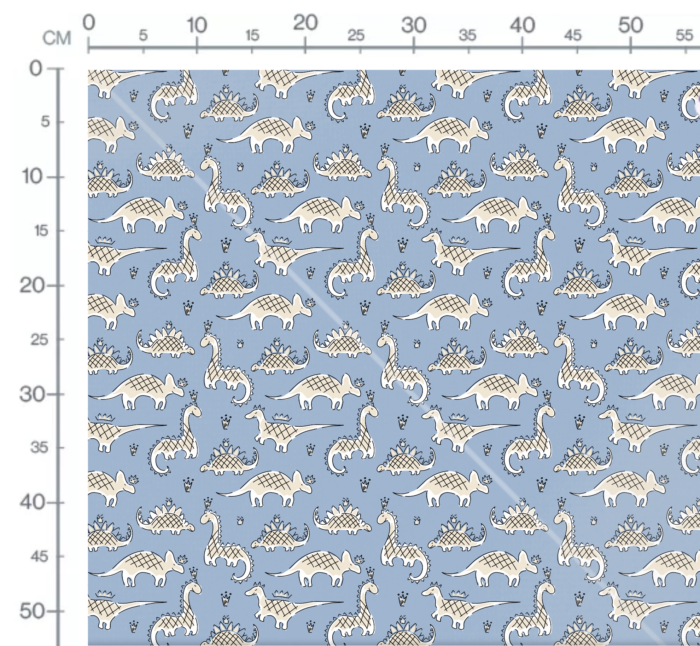 Tissu Imprimé Dinosaure Bleu Prince, 10 tissus au choix – Image 3