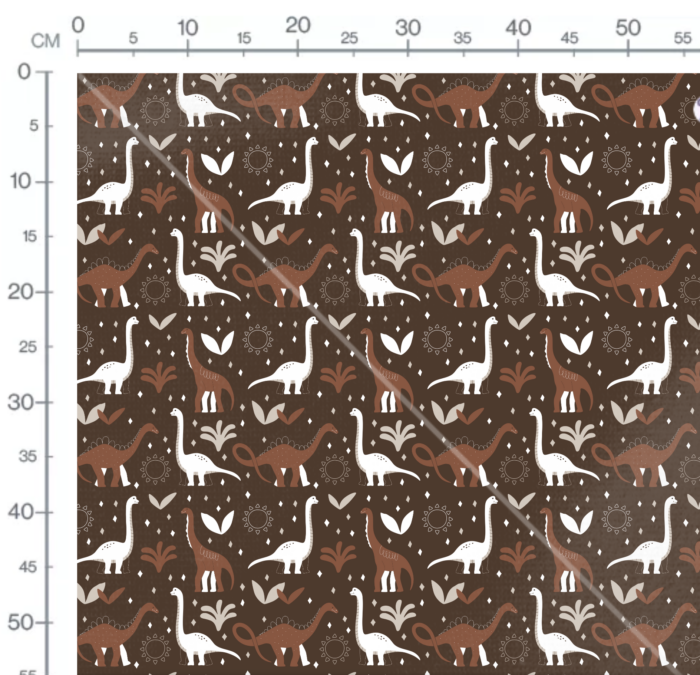 Tissu Imprimé Dinosaure Chocolat, 10 tissus au choix – Image 3