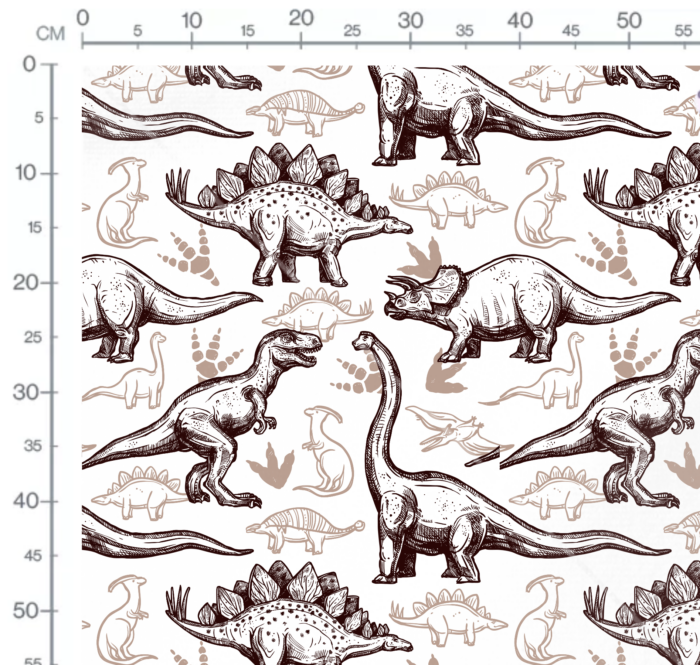 Tissu Imprimé Dinosaure Dessin Marron, 10 tissus au choix – Image 3