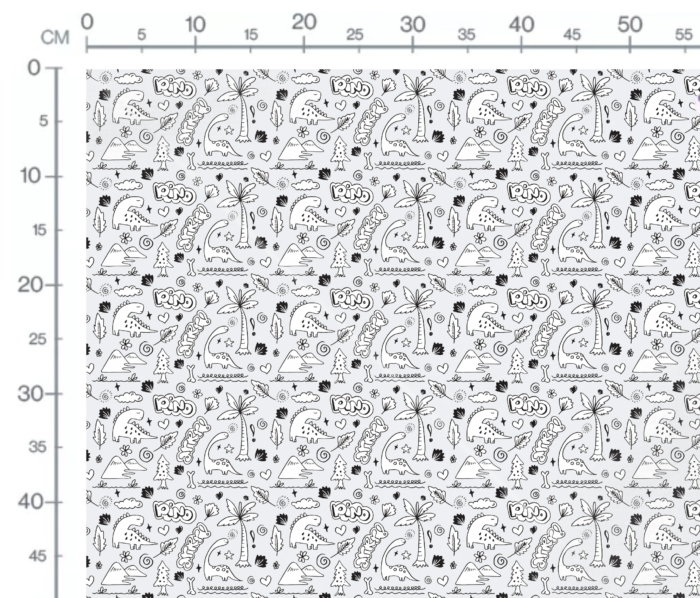 Tissu Imprimé Dinosaure Doodle Gris, 10 tissus au choix – Image 3