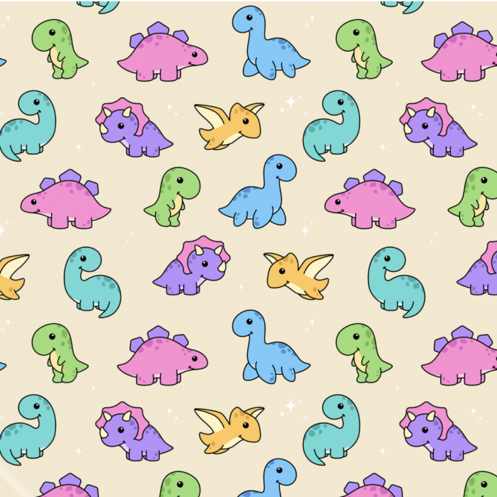 Tissu Imprimé Dinosaure Mignon Multicolore, 10 tissus au choix