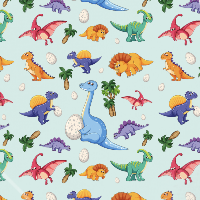 Tissu Imprimé Dinosaure Mignon Oeufs, 10 tissus au choix