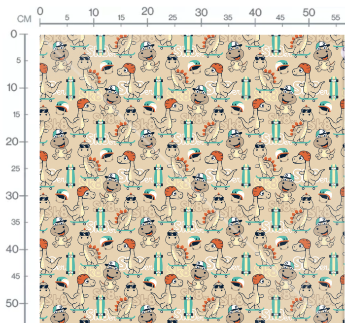 Tissu Imprimé Dinosaure Skate, 10 tissus au choix – Image 3