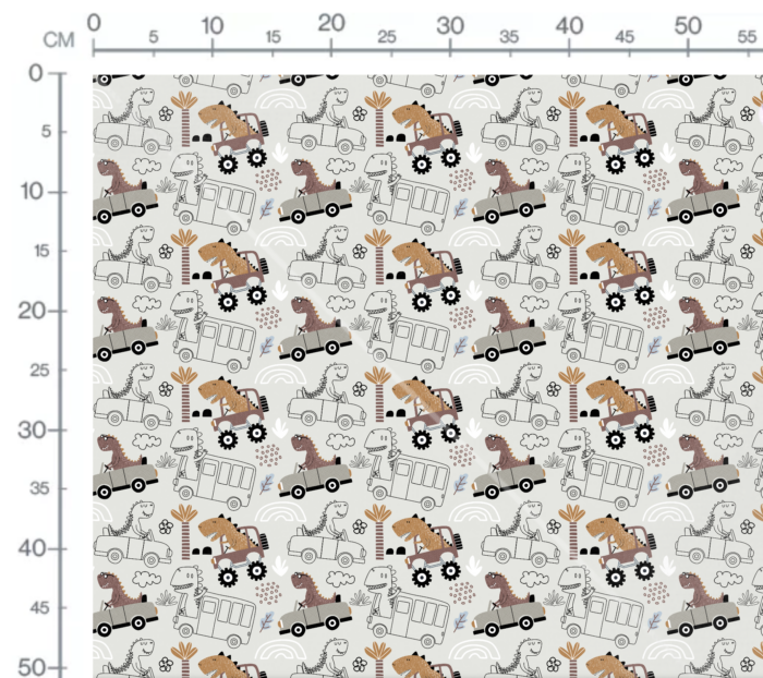 Tissu Imprimé Dinosaure Vehicules, 10 tissus au choix – Image 3