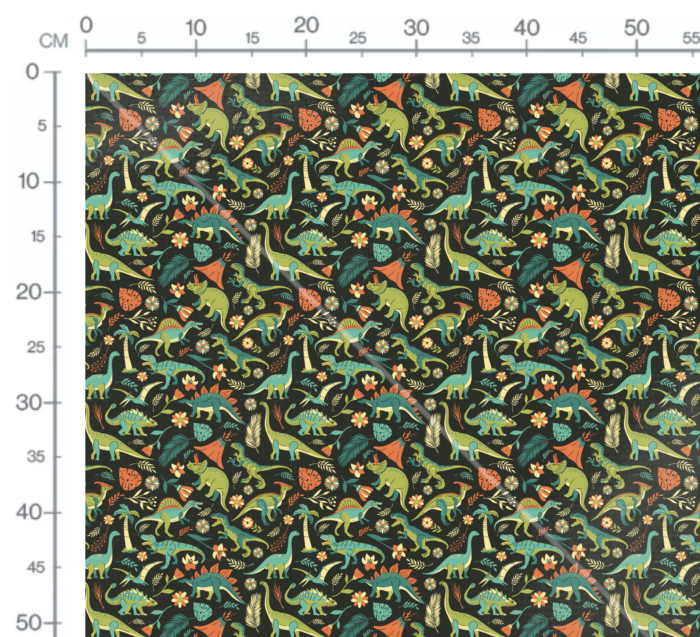 Tissu Imprimé Dinosaure Vert Orange Nuit, 10 tissus au choix – Image 3