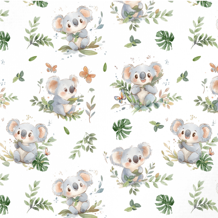 Tissu Exclusif Koala et Feuilles, 11 tissus au choix