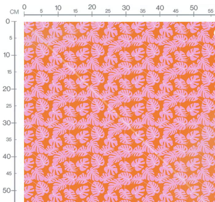 Tissu Imprimé Feuilles Roses Orange, 10 tissus au choix – Image 3