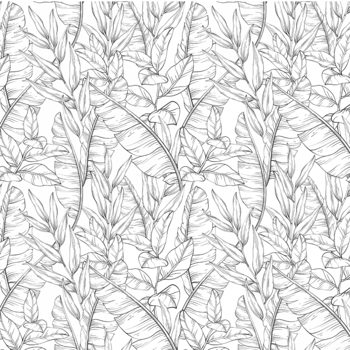 Tissu Imprimé Feuilles Tropicales Blanc Noir, 10 tissus au choix