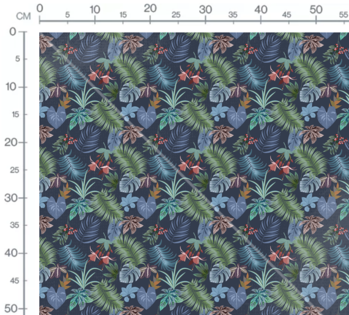 Tissu Imprimé Feuilles Tropicales Bleu Marine, 10 tissus au choix – Image 3