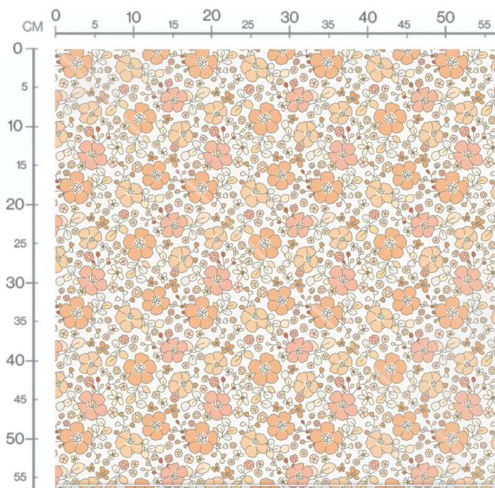 Tissu Imprimé Fleurs Serenite Orange Blanc, 10 tissus au choix – Image 3