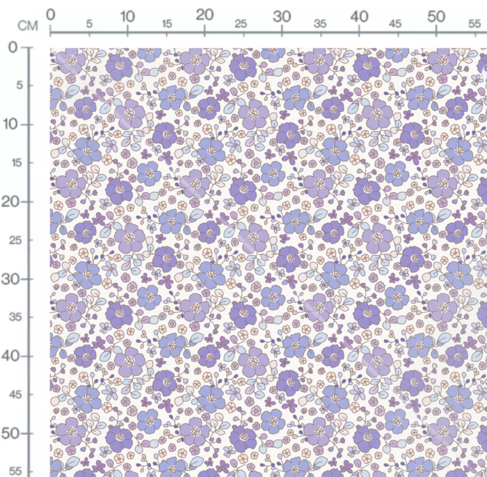 Tissu Imprimé Fleurs Serenite Violet Blanc, 10 tissus au choix – Image 3