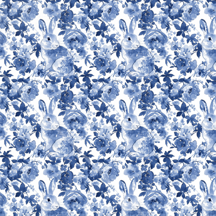 Tissu Imprimé Lapin Aquarelle Bleu, 10 tissus au choix