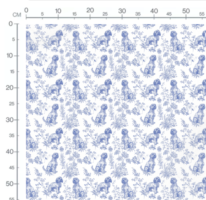 Tissu Inspiration Toile de Jouy Chien et Fleurs, 11 tissus au choix – Image 3
