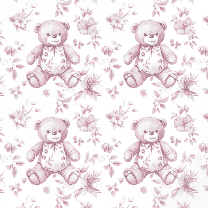 Tissu Inspiration Toile de Jouy Ourson Vintage Rose, 11 tissus au choix