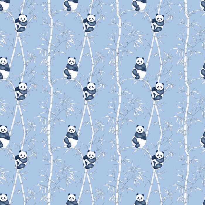 Tissu Inspiration Toile de Jouy Panda Bleu, 11 tissus au choix