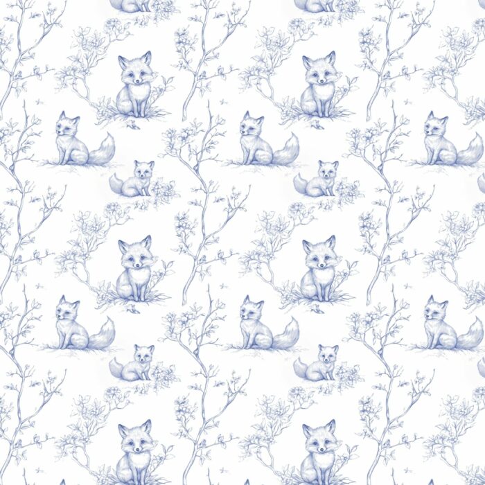 Tissu Inspiration Toile de Jouy Renard Blanc, 11 tissus au choix