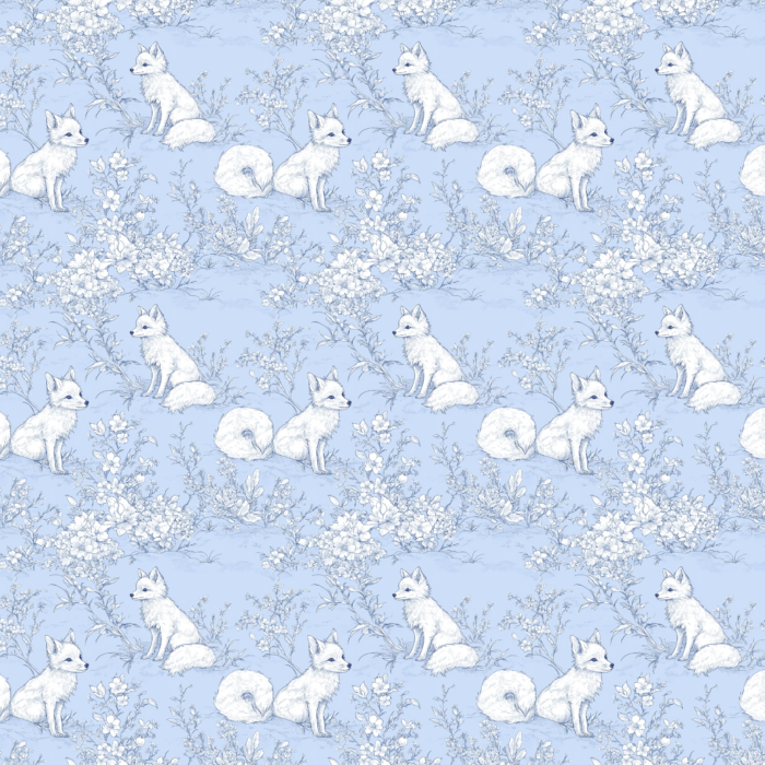 Tissu Inspiration Toile de Jouy Renard Bleu, 11 tissus au choix