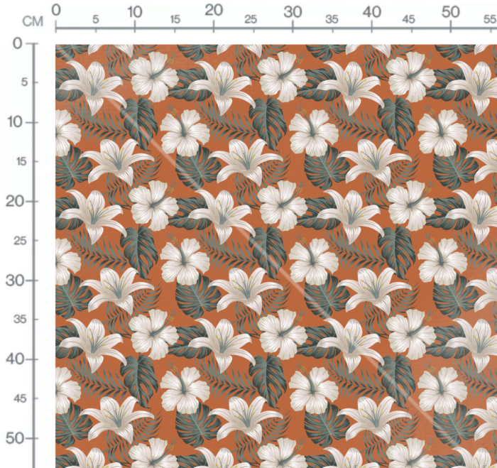 Tissu Imprimé Tropical Hibiscus Blanc , 10 tissus au choix – Image 3