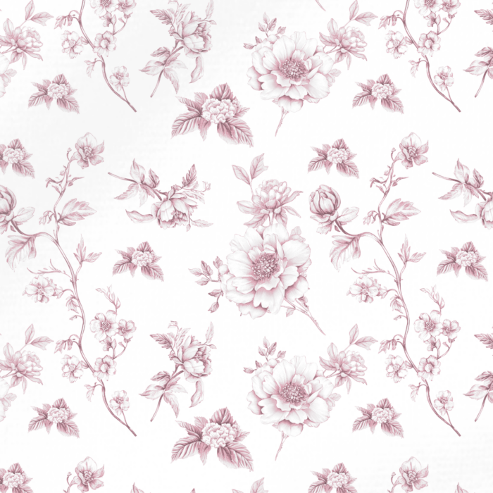 Tissu Inspiration Toile de Jouy Fleurs Serenite Rose, 11 tissus au choix