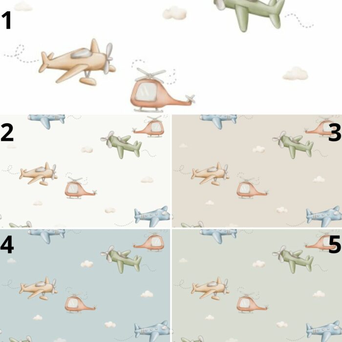 Tissu Imprimé Avion Petits Nuages, 5 coloris et 10 tissus au choix – Image 3