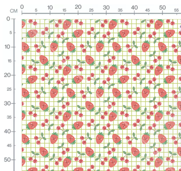 Tissu Imprimé Fraises Carreaux Verts, 10 tissus au choix – Image 2