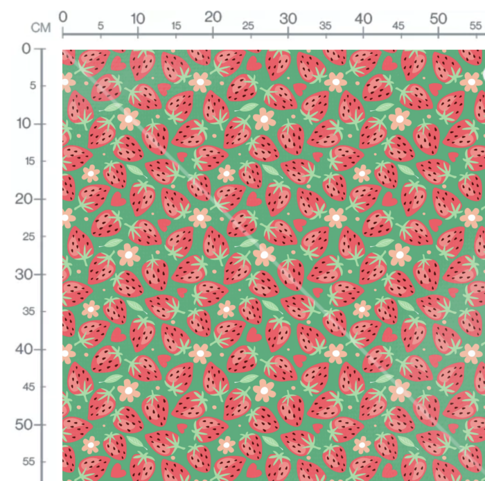 Tissu Imprimé Fraises Coeurs Vert, 10 tissus au choix – Image 3