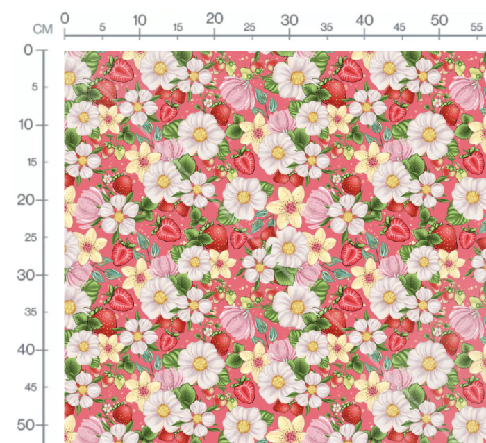 Tissu Imprimé Fraises et Fleurs Blanches, 10 tissus au choix – Image 3