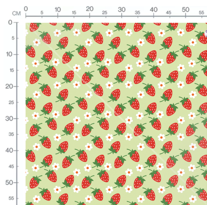 Tissu Imprimé Fraises Fleurs Vert, 10 tissus au choix – Image 3