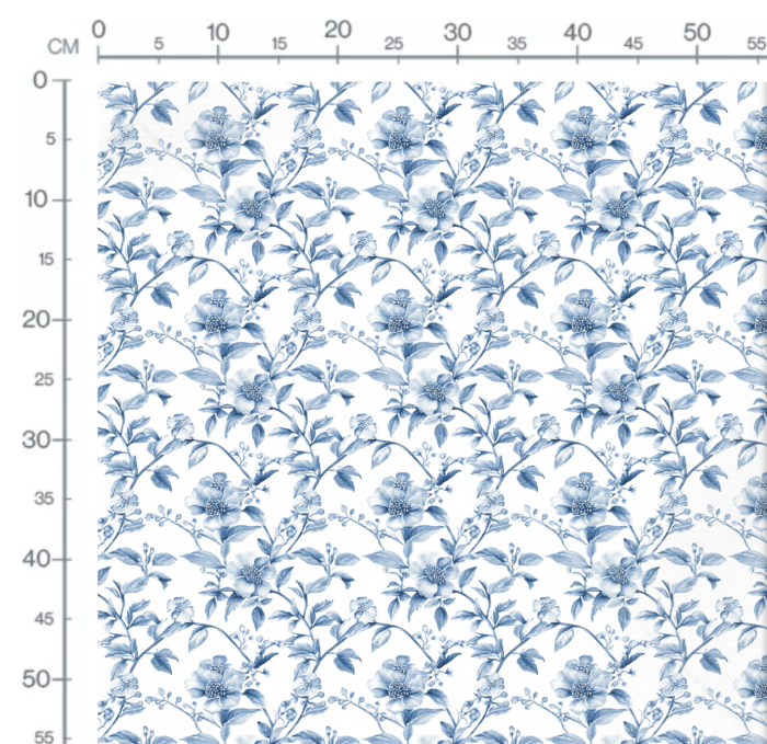 Tissu Inspiration Toile de Jouy Fleurs Harmonie Bleu, 11 tissus au choix – Image 3