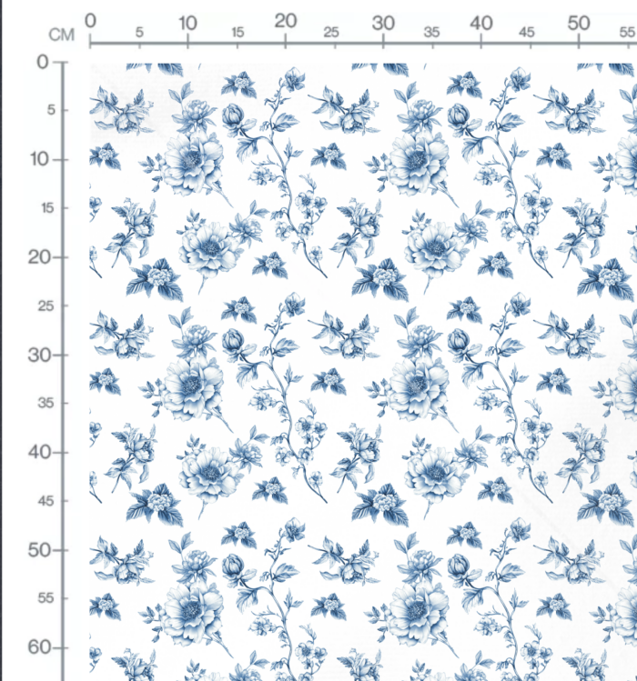 Tissu Inspiration Toile de Jouy Fleurs Serenite Bleu, 11 tissus au choix – Image 2